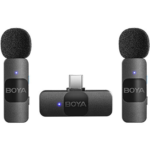 BOYA BY-V20 Ultracompact 2-Person Wireless Microphone System with USB-C Connector for Mobile Devices (2.4 GHz) - Bigtech Electronics
